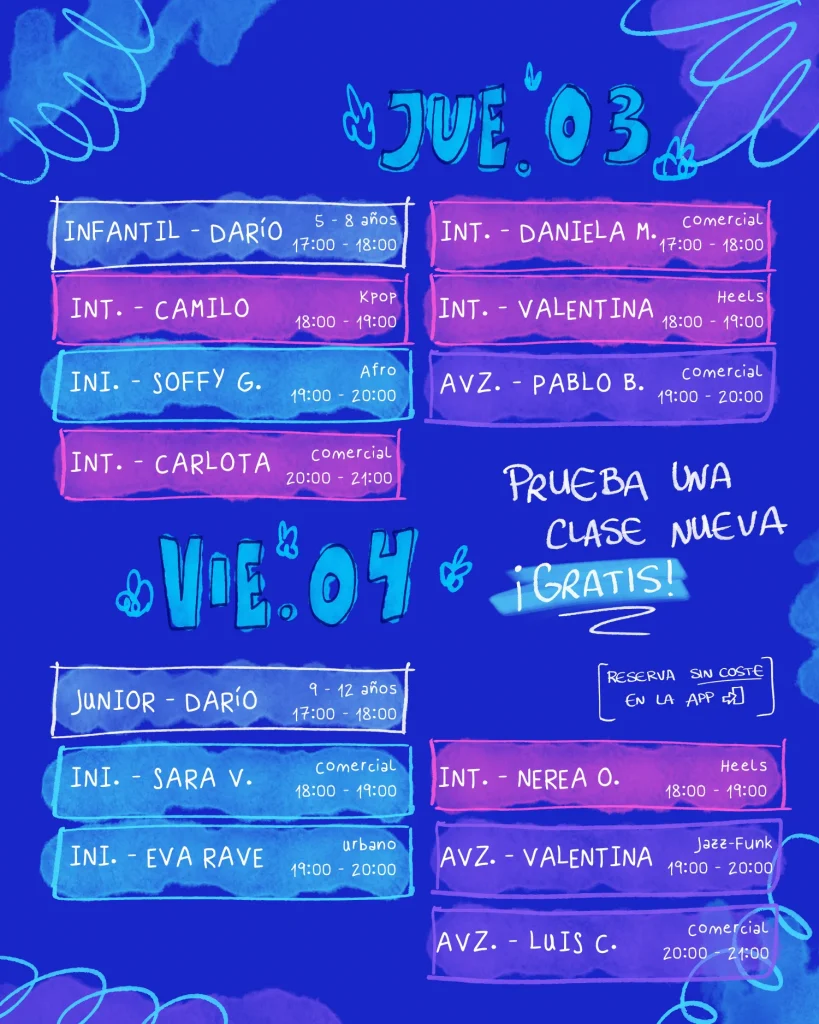 jornada de puertas abiertas de clases de baile urbano en Madrid. 3 y 4 de septiembre. gratis y sin compromiso.